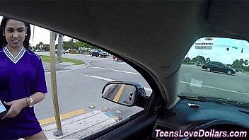 Teen gets hardcore pov fucked and sucks cock for cash in public