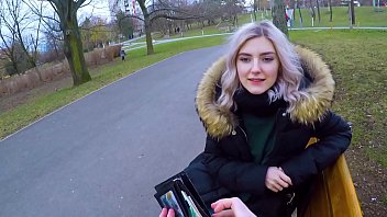 y. gives a blowjob to stranger in the park for some cash and swallows his cum - Eva Elfie